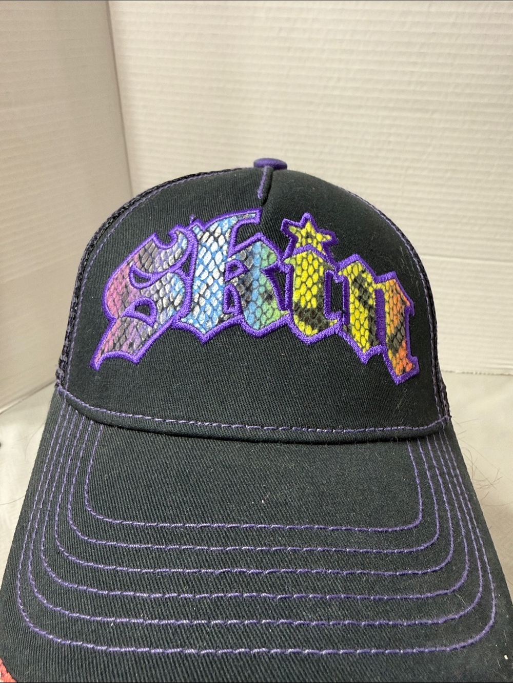 Vintage Skin Industries Women MultiColor Snake Skin Pattern Trucker Baseball Cap - Picture 5 of 9